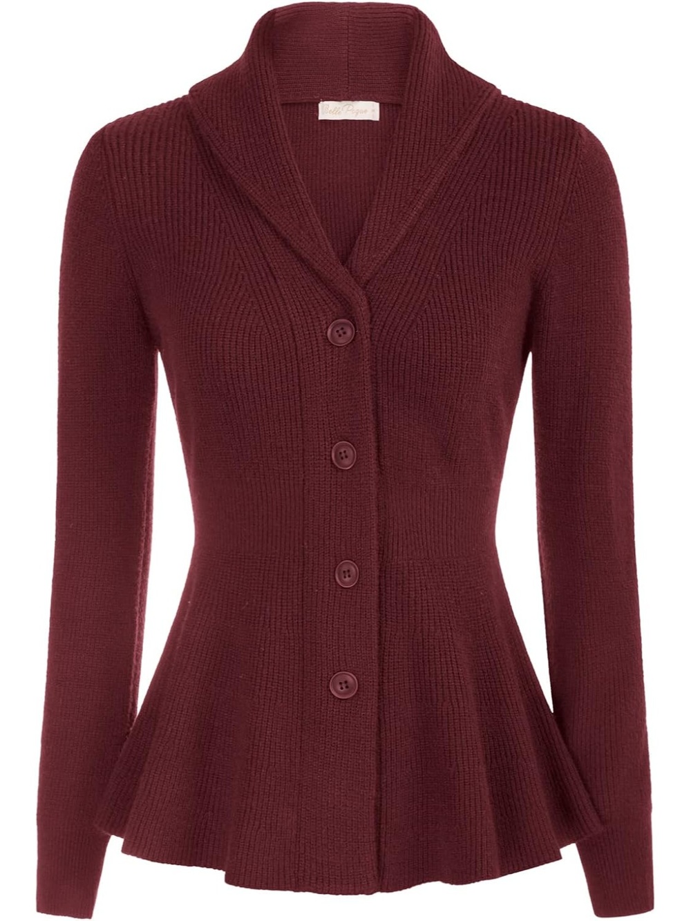 🆕 Women's Wine Vintage Collar Button Down Knit Coat Cardigan Sweater